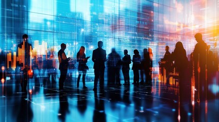 Silhouettes of People in a Futuristic City