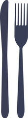 Silhouette of a fork and knife symbolizing dining and culinary themes.