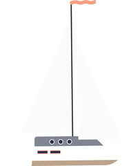 Minimalist yacht illustration with sails and mast, symbolizing luxury and adventure.