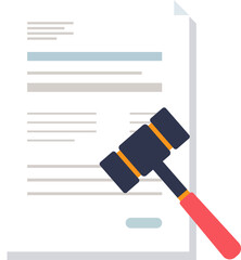 Gavel on a legal document symbolizing law enforcement and compliance.