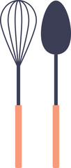 Illustration of a whisk and spoon, symbolizing essential kitchen tools.