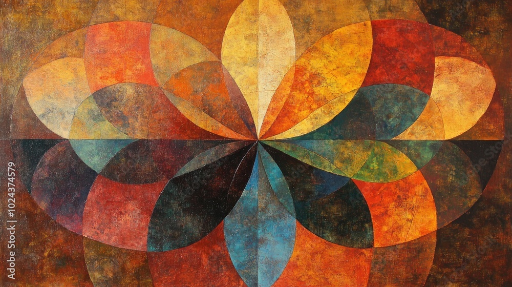 Aufkleber abstract mosaic painting featuring a multi color gradient geometric design on a blended brown and or