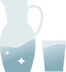 Minimalist water pitcher and glass symbolizing purity and refreshment.