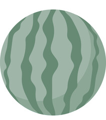 Illustration of a whole watermelon with green stripes, symbolizing freshness and summer.