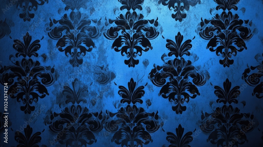 Poster black patterns displayed on a blue background