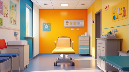 A Children's Hospital Examination Room with Colorful Decorations