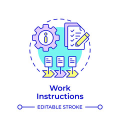 Work instructions multi color concept icon. Documentation management, checklist. Round shape line illustration. Abstract idea. Graphic design. Easy to use in infographic, presentation