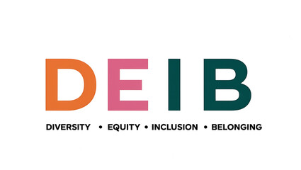 Fototapeta premium DEIB Typography, Diversity, Equity, Inclusion, Belonging. diversity in the workplace, multiculturalism, unity, diversity awareness