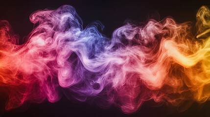 A vibrant and colorful smoke trail with a purple and orange section. The smoke is a mix of purple and orange, creating a dynamic and eye-catching display. The smoke is flowing in a wave-like pattern