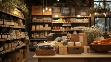 Shop Interior with Product Displays and Rustic Decor