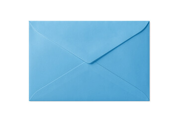 Blue paper envelope mockup isolated on a transparent background, PNG. High resolution. 