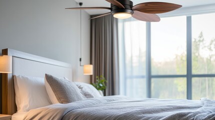 Modern Bedroom with Ceiling Fan