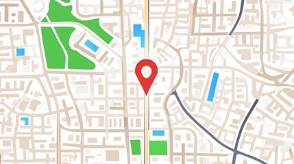 A simple map with a red pin in the center, marking a location.