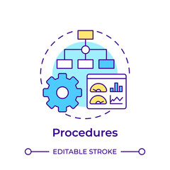 Procedures multi color concept icon. Hierarchy structure, performance monitoring. Round shape line illustration. Abstract idea. Graphic design. Easy to use in infographic, presentation