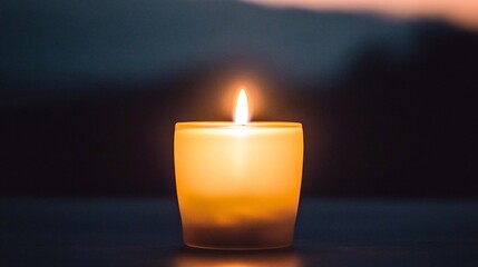 A single candle flame illuminates the darkness, symbolizing hope and resilience.