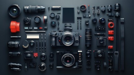 Fototapeta premium Camera Gear Flat Lay