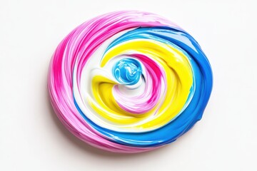 Abstract colorful swirl paint texture on white background