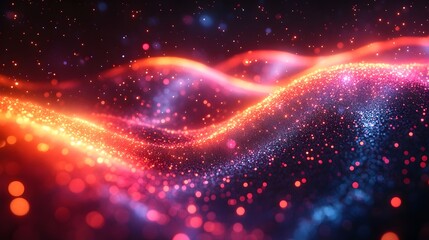 Fototapeta premium glowing neon fiber optic cables twisting in circular motion, radiating electric energy. 