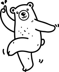 Cartoon dancing bears in hand-drawn line art style. Vector illustration, isolated and perfect for kid's designs, playful projects, and adorable animal-themed creations.