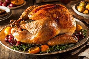 Golden roasted on festive table setting