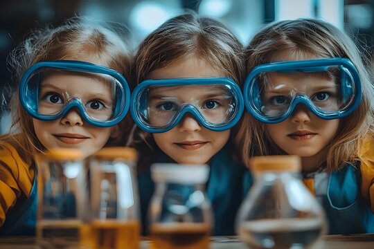 Curious Children Exploring Science at School Science Fair Event