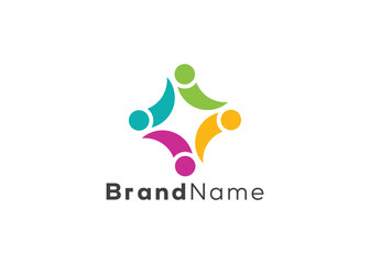 Minimalist human unity logo. Modern style teamwork people logo, people group logo