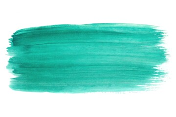 Fototapeta premium teal watercolor brush stroke on white background reflected