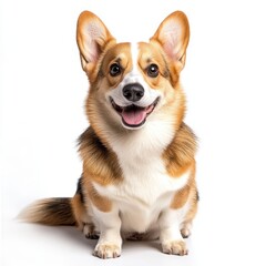 Obraz premium Welsh corgi breed dog sitting on a white background
