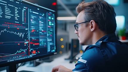 Engineer Analyzing Telemetry Data in Modern Workspace