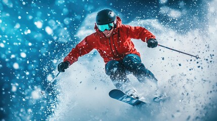 Skier Performs Daring Freestyle Jump in Mid Air