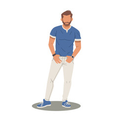 handsome muscle man standing with stylish fashion vector