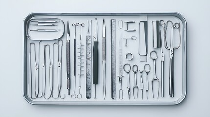 Surgical Instruments in Tray  Sterile Medical Tools  Hospital Equipment  Operating Room Supplies