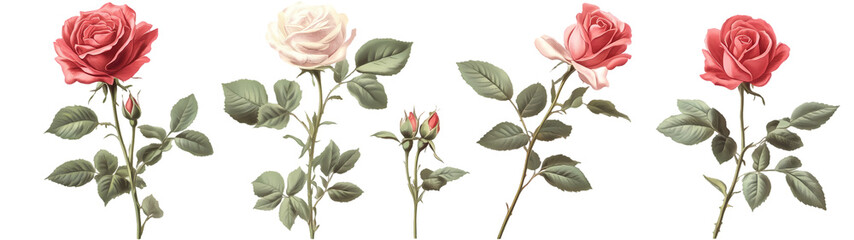 Obraz premium A painting of roses with a white background