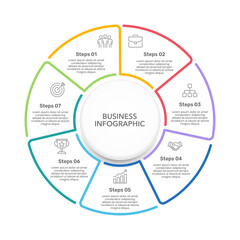 Circle Infographic Template with 7 Options for Business. Business Presentation, Banner, Brochure and Plan. Vector Illustration.