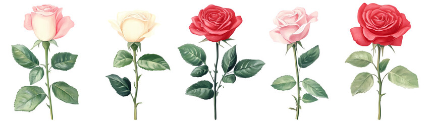 Fototapeta premium A painting of roses with a white background