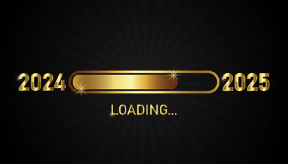 Loading 2024 to 2025 progress bar. Year changing from 2024 to 2025. end of 2024 and starting of 2025. start goal and planning. 2024 to 2025 transition loading concept modern illustration
