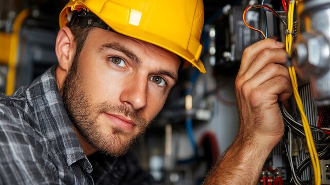 Electrician Working on Electrical Panel