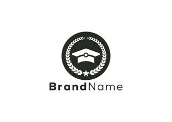 Minimalist mortarboard logo . Modern style education cap logo