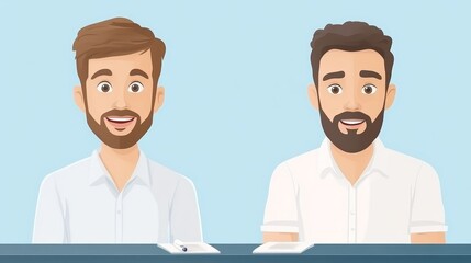 Happy Smiling Men Colleagues At Desk With Paperwork