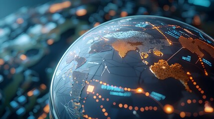 3D Depicting Interconnected Global Finance Digital Transactions and Advanced Technological Infrastructure for Business Commerce and Economic Growth