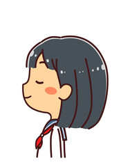 横顔の女学生　イラスト素材