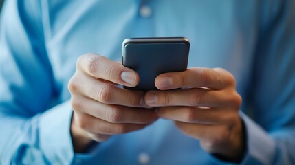 Close up view of a person s hand using a mobile application to process a financial transaction such as making a payment or transferring money