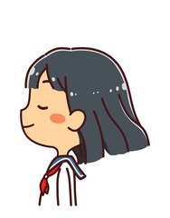 横顔の女学生　イラスト素材