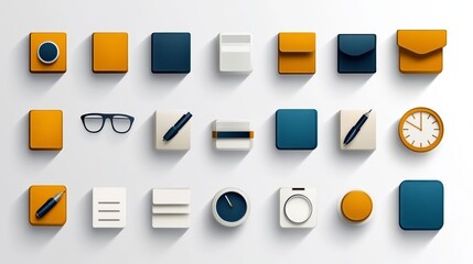 Modern App Interface Icons Set   Flat Design with Shadows