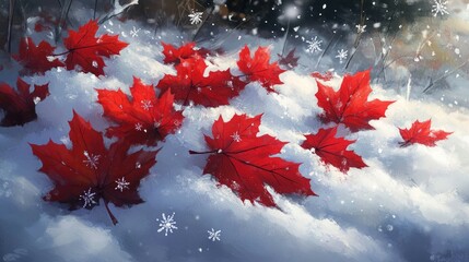 Snow kissed Leaves, Snowflakes
