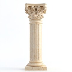Fototapeta premium A detailed classical column with ornate capital and fluted shaft, representing architectural design.