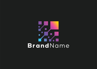 Minimalist technology growth logo. Modern style business futuristic growth tech logo. arrow tech, up tech