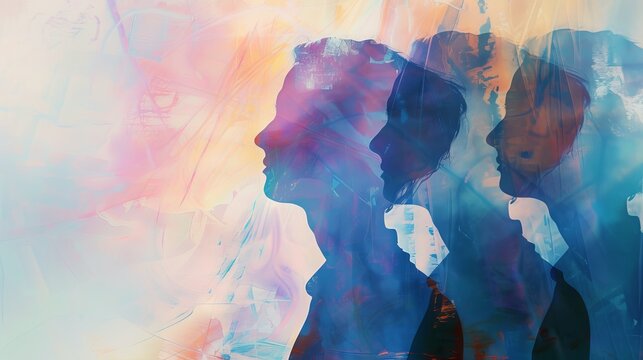 Universal business website header with silhouetted professionals and double exposure of economic growth graph and financial data chart, perfect for corporate branding and digital presentations - Powered by Adobe