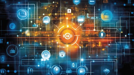 Obraz premium Cybersecurity Network - Data Protection