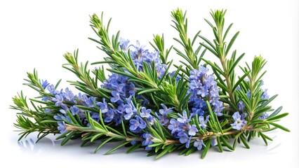 Fototapeta premium Blue rosemary flowers isolated on a white background panoramic